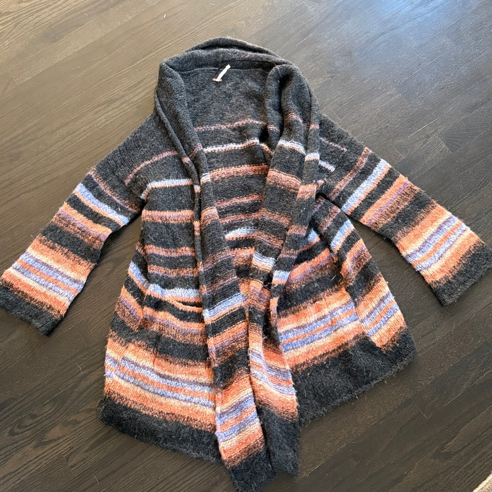 Free People Oversized Striped Alpaca Open Cardigan Medium - Picture 10 of 11